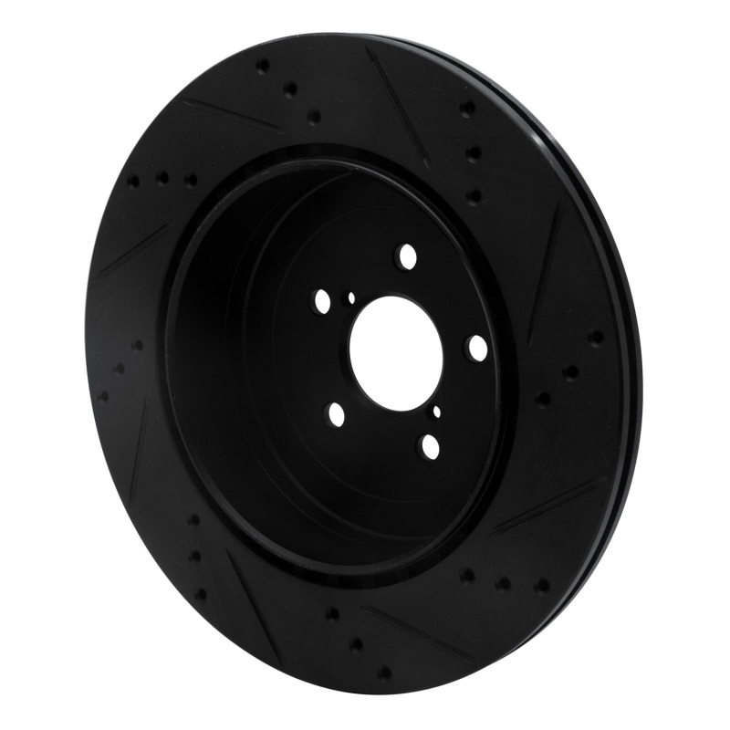 Subaru BRZ Brake Rotor (1) - Rear Left - R1 Concepts - Drilled & Slotted - Black - `17-`25